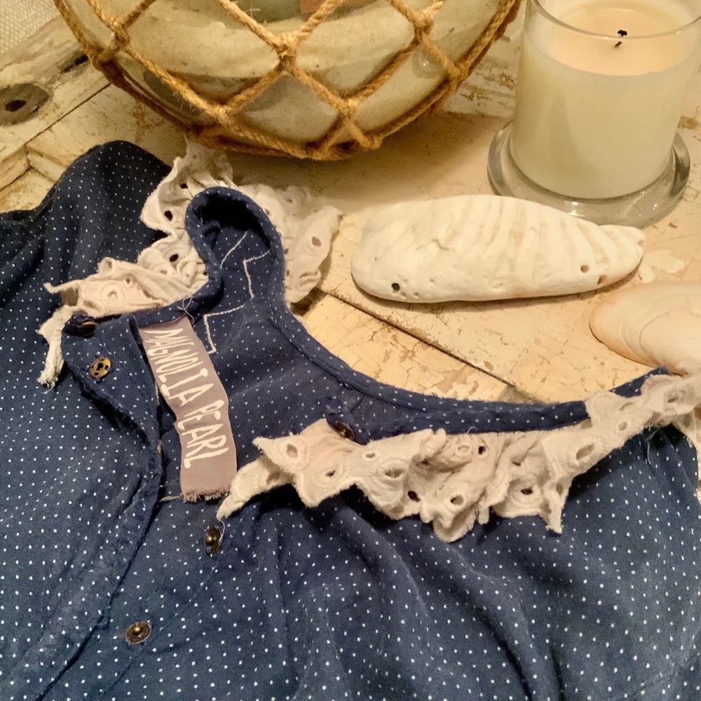 NWOT Magnolia Pearl, Navy dot Eudora Dress. Pristine - Picture 6 of 12